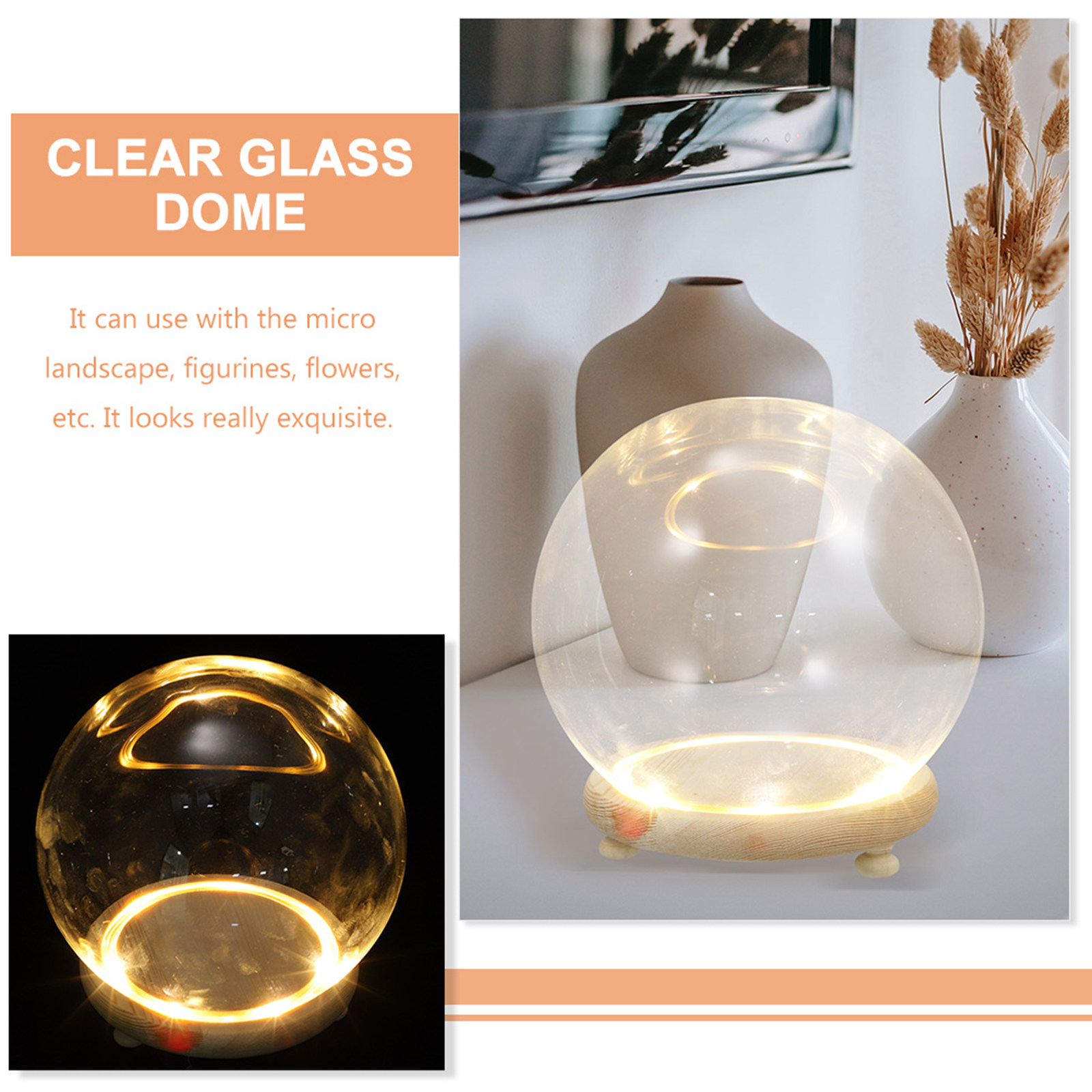 투명 유리 돔 보존화 장식 케이스, 나무 받침대 장식  - Plastic Dome Clear 리뷰 및 가격